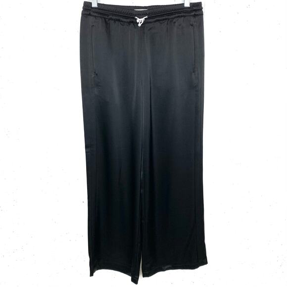 Tory Sport Lightweight Satin Track Pants Straight Leg Elastic Waist Black Small - Picture 1 of 13